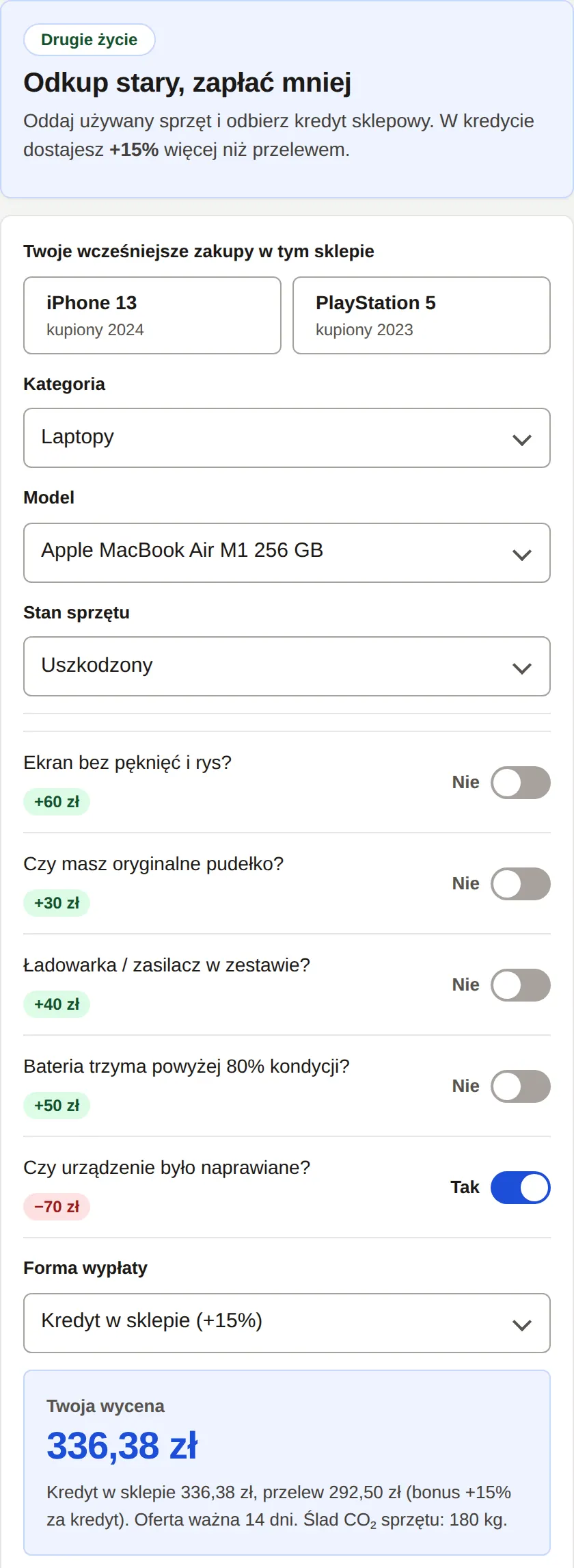 Wycena uszkodzonego MacBooka Air z potrąceniem za wcześniejsze naprawy