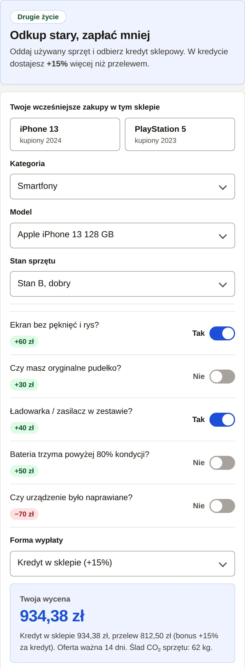 Kreator B: model, pytania o stan i wycena na jednej karcie